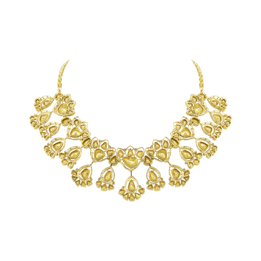 Polki Necklace with Pear & Teardrop Polki Diamond